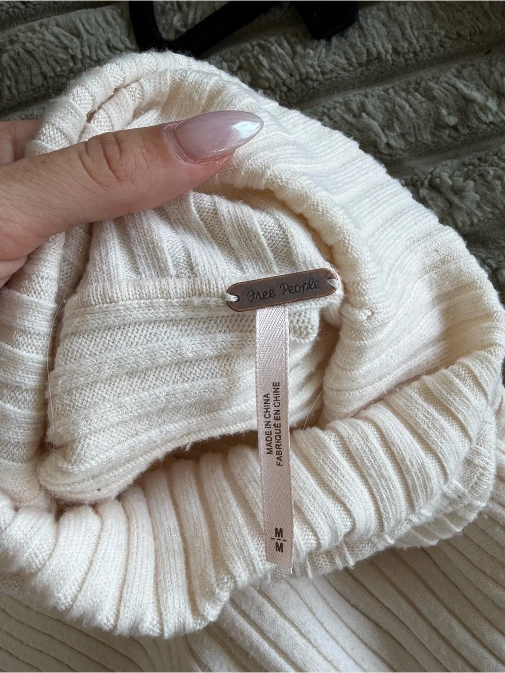 Free People Billie Mock Neck Sweater Cream Size Medium